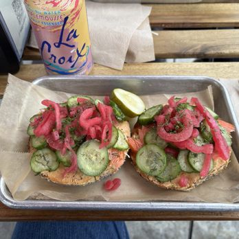 Maury's - Everything bagel with smoked trout and hot pepper cream cheese - Bagels Near Me - Los Angeles, California Maury's - Everything bagel with smoked trout and hot pepper cream cheese - Bagels Near Me - Los Angeles, California