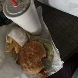 Tommy's Drive Thru Restaurant - Double bacon avocado cheese burger combo.
