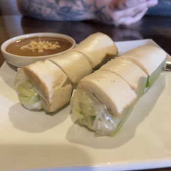 AZ Pho & Grill - A6. Tofu Spring Rolls: vermicelli, fried tofu (unbreaded), lettuce, mint, cilantro, & a side of peanut sauce - Vietnamese Near Me - Gilbert, Arizona