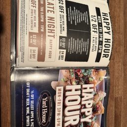 Happy hour menu