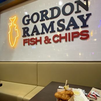 Gordon Ramsay Fish & Chip - Inside sign with fish & chips - Seafood Near Me - Reno, Nevada