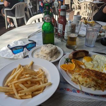 Paula's Pancake House - Traditional Danish breakfast, cider fries and a beer my husband ordered with a souvenir bottle - Breakfast & Brunch Near Me - Solvang, California Paula's Pancake House - Traditional Danish breakfast, cider fries and a beer my husband ordered with a souvenir bottle - Breakfast & Brunch Near Me - Solvang, California
