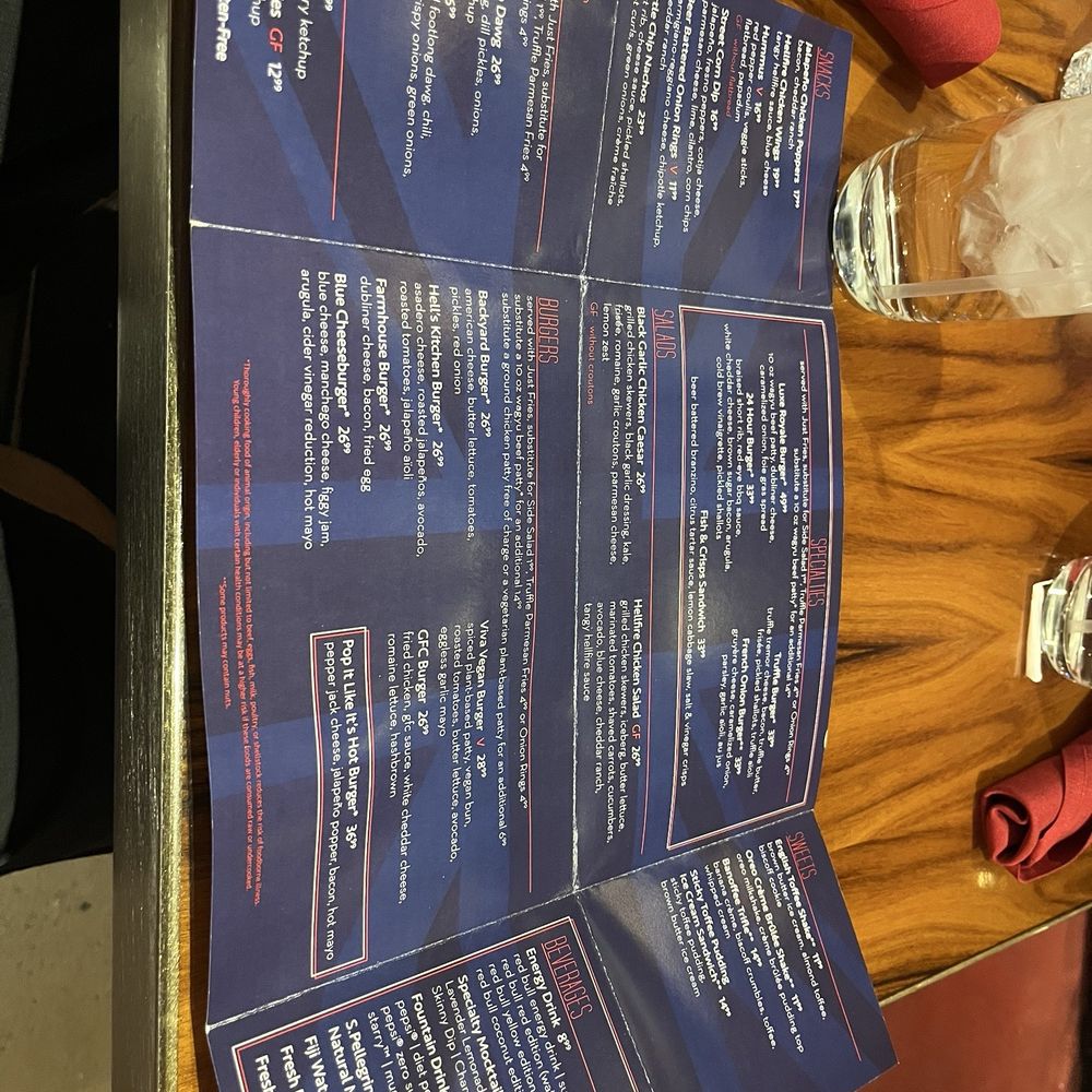 Menu minus the drinks Menu minus the drinks