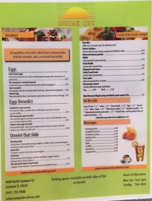 Menu photo 8 Sunnyside Cafe Sarasota, FL