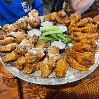 Anchor Bar - 50 wings. Half spicy garlic parm, half medium - Chicken Wings Near Me - Buffalo, New York Anchor Bar - 50 wings. Half spicy garlic parm, half medium - Chicken Wings Near Me - Buffalo, New York