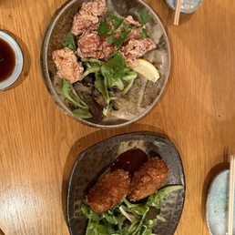 Chicken karaage and potato and beef croquettes Chicken karaage and potato and beef croquettes