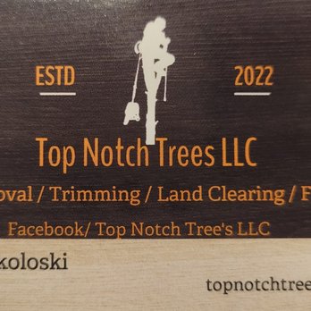 Top Notch Trees - a business card for a tree removal company - Tree Services Near Me