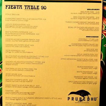 Prubechu - Old Menu - Guamanian Near Me - San Francisco, California
