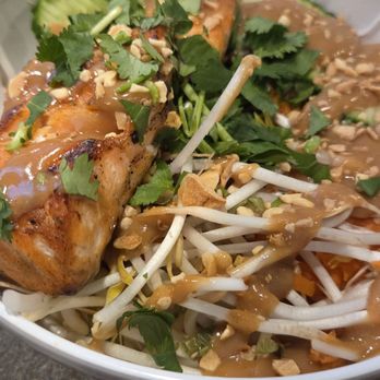 Three Tigers Brewing Company - Noodle bowl with salmon - Vietnamese Near Me - Granville, Ohio Three Tigers Brewing Company - Noodle bowl with salmon - Vietnamese Near Me - Granville, Ohio