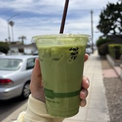 Boards N Beans - Iced matcha with coconut vanilla and oat milk