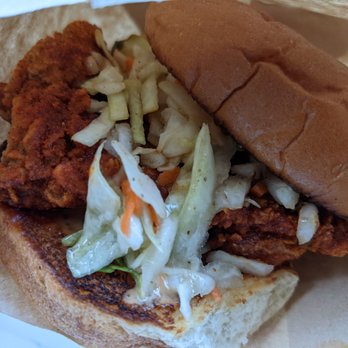 Main Chick Hot Chicken - Dark meat chicken sandwich at mild spice level. With the MC sauce, it was so delish! - Chicken Shop Near Me - Long Beach, California Main Chick Hot Chicken - Dark meat chicken sandwich at mild spice level. With the MC sauce, it was so delish! - Chicken Shop Near Me - Long Beach, California