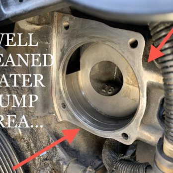 Mannys Mobile Mechanics - Well cleaned and prepared surface for New Water pump installation!.. - Auto Repair Near Me Mannys Mobile Mechanics - Well cleaned and prepared surface for New Water pump installation!.. - Auto Repair Near Me