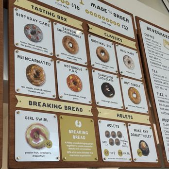 Holey Grail Donuts - The ridiculous menu with their ridiculous prices on these so called donuts - Donuts Near Me - Long Beach, California Holey Grail Donuts - The ridiculous menu with their ridiculous prices on these so called donuts - Donuts Near Me - Long Beach, California