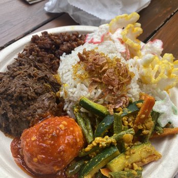 Wajan - Nasi Uduk w/ added on Rendang (this plate was about $20) - Indonesian Near Me - Portland, Oregon Wajan - Nasi Uduk w/ added on Rendang (this plate was about $20) - Indonesian Near Me - Portland, Oregon