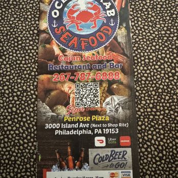 Ocean Crab - Brochure of this restaurant we visited on my birthday weekend - Seafood Near Me - Philadelphia, Pennsylvania