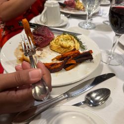 Lafayette Country Club - Raw not rare, steak, undercooked or burnt, and cold carrots, hard potatoes. 0/5 Everyone at this event received the exact same.