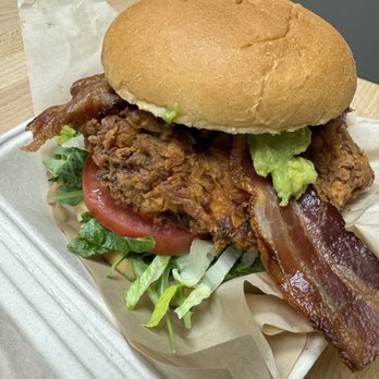 Retrolicious - California Sandwich sub fried chicken, w/ bacon, avocado, pepper jack cheese, tomato and greens - Comfort Food Near Me Retrolicious - California Sandwich sub fried chicken, w/ bacon, avocado, pepper jack cheese, tomato and greens - Comfort Food Near Me