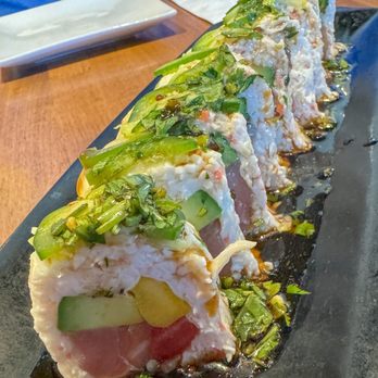 Fire Fish Sushi and More - Play Roll, with lemony refreshing sauce and mango added - Sushi Bars Near Me - Temecula, California