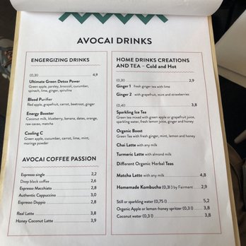 AVOCAI - Drink menu - Pilates Near Me - Berlin, BE AVOCAI - Drink menu - Pilates Near Me - Berlin, BE