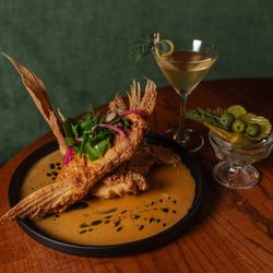 Pearl & Horn - Fried Red Snapper Collar & Chef George Martini