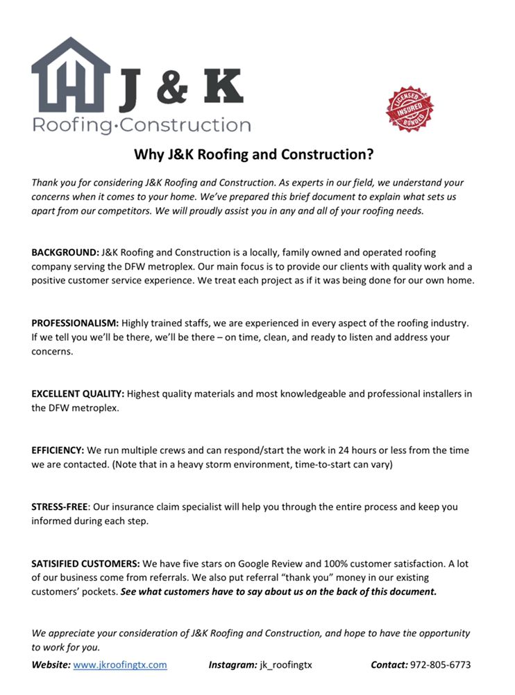 Slide of J&K Roofing and Construction