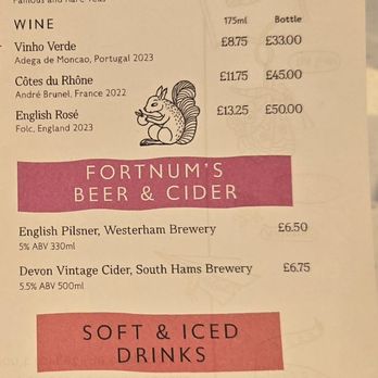 Fortnum & Mason - Drinks menu - Accessories Near Me - London, XGL Fortnum & Mason - Drinks menu - Accessories Near Me - London, XGL