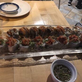 Nori Sushi Bar - Lakeview - Tropicana Maki - In back  Crab Crab Shogun Maki - front - Sushi Bars Near Me - Chicago, Illinois