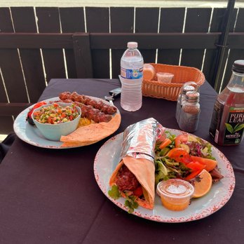 Sofreh - Beef lule plate with Shiraz salad and beef lule wrap with salad. - Mediterranean Near Me - Los Angeles, California
