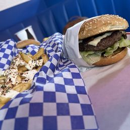 Mushroom Burger, Jasper Spicy Fries Mushroom Burger, Jasper Spicy Fries