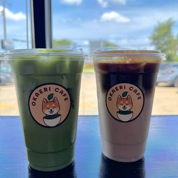 Okaeri Cafe - Pandan matcha, Summer strawberry latte - Japanese Near Me - Richardson, Texas
