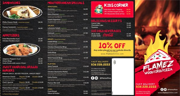 Menu photo 2 Flamez Wood Fired Pizza Gloucester Township, NJ