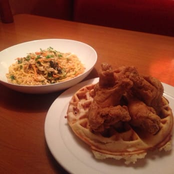 Fat Choy - 5 Chicken drumettes and waffle with sesame noodles - New American Near Me - Las Vegas, Nevada Fat Choy - 5 Chicken drumettes and waffle with sesame noodles - New American Near Me - Las Vegas, Nevada
