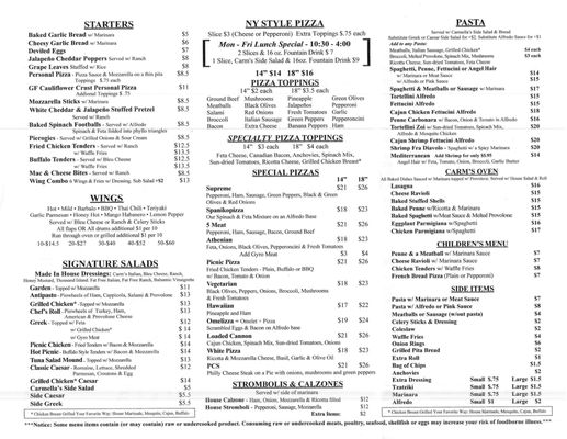 Menu photo 2 Carmellas Pizza Grill Charlotte, NC Menu photo 2 Carmellas Pizza Grill Charlotte, NC