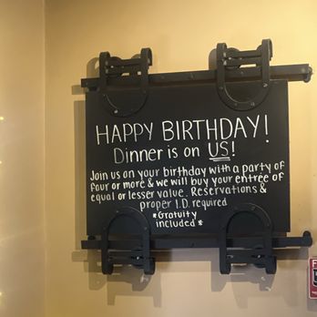 Bj Ryan's Banc House - Birthday Dinner advertising of free entrée with four or more people. - Barbeque Near Me - Norwalk, Connecticut