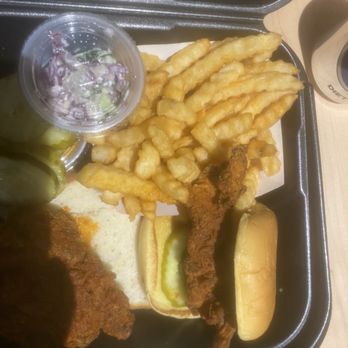 Dave's Hot Chicken - Two teeny tiny toddler tenders on the no.3 order - Chicken Shop Near Me - Boston, Massachusetts Dave's Hot Chicken - Two teeny tiny toddler tenders on the no.3 order - Chicken Shop Near Me - Boston, Massachusetts
