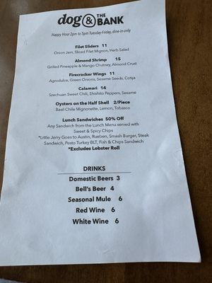 Menu photo 1 Dog & the Bank Plainwell, MI
