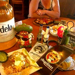 Angelina's Mexican Restaurant - Outstanding lunch Double Damn Chicken Fajita n Chilaquita Verdes OMG be Shredded Pollo, Chips, Cheese, Onions n Salsa Verde