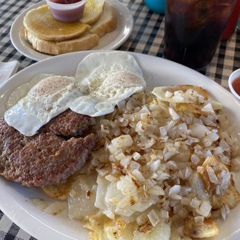 Betty's Cafe - #2 with sausage/over easy eggs, added onions on potatoes - Breakfast & Brunch Near Me - Vernal, Utah Betty's Cafe - #2 with sausage/over easy eggs, added onions on potatoes - Breakfast & Brunch Near Me - Vernal, Utah