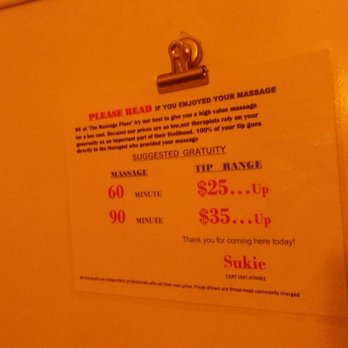 The Massage Place - Ea. massage therapist has a room w/a sign re: tips being how they make their money, how that keeps the massage prices low. - Massage Near Me - Los Angeles, California