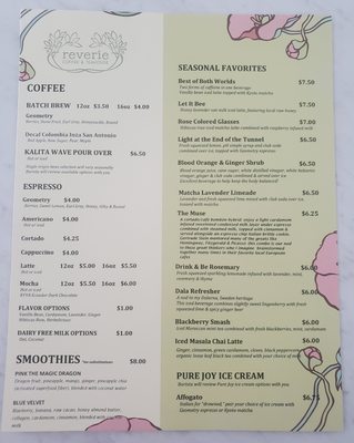 Menu photo 2 Reverie Coffee & Teahouse Rogers, AR Menu photo 2 Reverie Coffee & Teahouse Rogers, AR