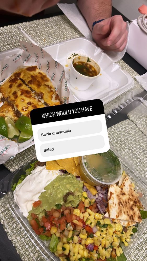 Food from Caliente Mexican