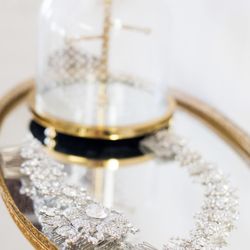 Elaya Vaughn Bridal By Kate Pankoke - We used antique mirror trays as shelves because...why not?