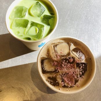 Blue Bottle Coffee - Bradbury - Iced Matcha Latte and Iced Cherry Blossom Latte. - Coffee & Tea Near Me - Los Angeles, California Blue Bottle Coffee - Bradbury - Iced Matcha Latte and Iced Cherry Blossom Latte. - Coffee & Tea Near Me - Los Angeles, California
