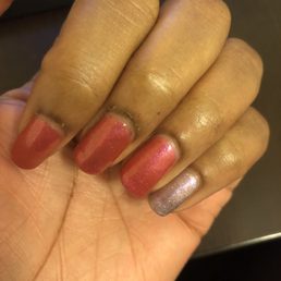 Instead of cutting one clean line,the tech did a snip-pull-snip-pull type of motion which resulted in these jagged, raggedy ass cuticles ): Instead of cutting one clean line,the tech did a snip-pull-snip-pull type of motion which resulted in these jagged, raggedy ass cuticles ):