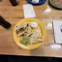 Grilled chicken quesadilla and flautas