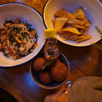 Cozy Pine - Corn dip and goat cheese balls - Speakeasies Near Me - Irvine, California
