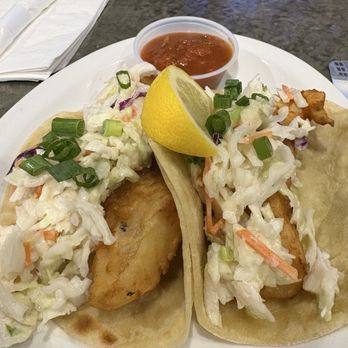 Trident Grill IV - Cod tacos with lime sauce and slaw....simply delicious. - Sports Bars Near Me - Tucson, Arizona Trident Grill IV - Cod tacos with lime sauce and slaw....simply delicious. - Sports Bars Near Me - Tucson, Arizona