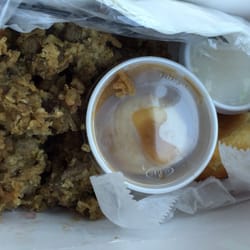 Lee's Famous Recipe Chicken - My husband's fried gizzard and liver meal...