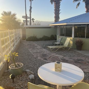 Hope Springs - Area by indoor heated tub that outlooks Desert Hot Springs and the tiny garden - Hotels Near Me - Desert Hot Springs, California Hope Springs - Area by indoor heated tub that outlooks Desert Hot Springs and the tiny garden - Hotels Near Me - Desert Hot Springs, California