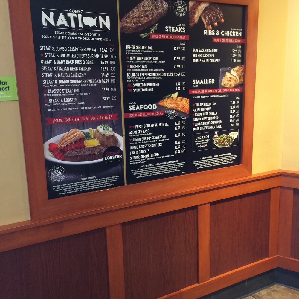 Sizzler - Main meat menu at Sizzlers - Seafood Near Me - Pinole, California Sizzler - Main meat menu at Sizzlers - Seafood Near Me - Pinole, California